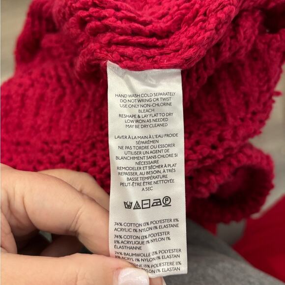 Pilcro Red Open Knit Cropped Hooded Sweater Size XS - Picture 7 of 7